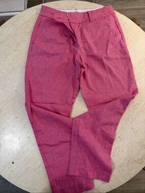 Red Casual Linen-Blend Pants